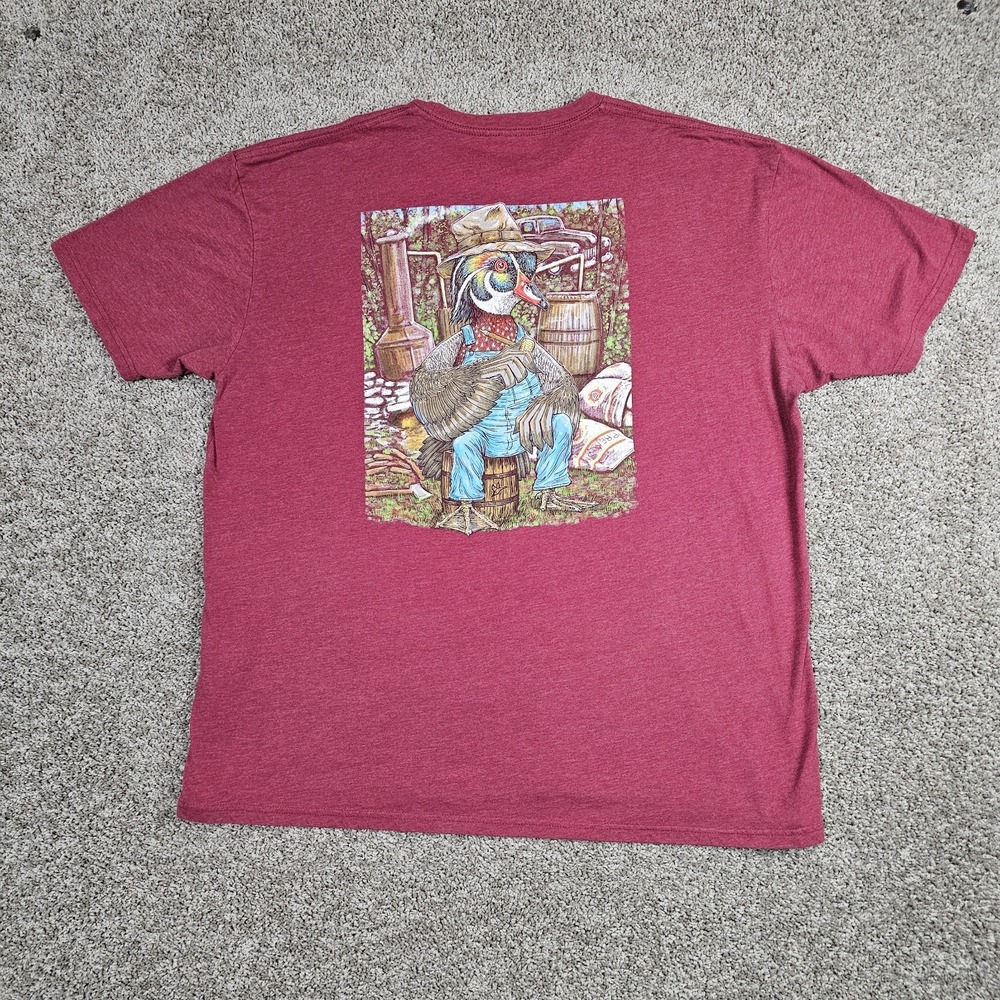 Combat Waterfowl T-Shirt Men's 3XL Red Wood Duck Smoking Corn Cob Pipe